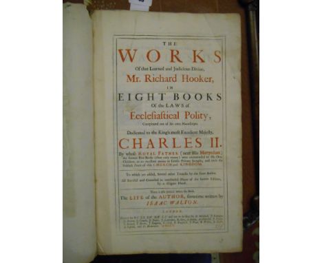 Of the Lawes of Ecclesiastical Politie. Richard Hooker, 1879. London: R. Scott, J Basset, J Weight &amp; R Chiswell. Large fo