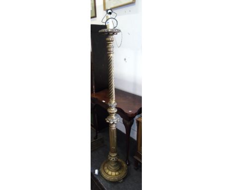 A Carved and Painted Standard Lamp
