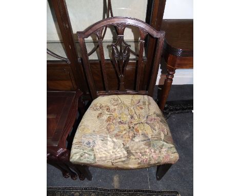 A Very Good Period Georgian Mahogany & Carved Side Chair with tapestry seat.