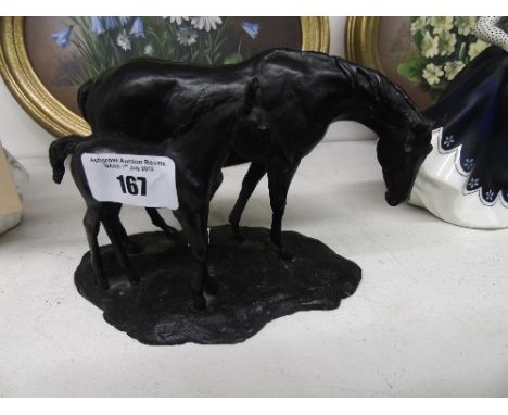 A Small Bronze of a Mare and Foal.