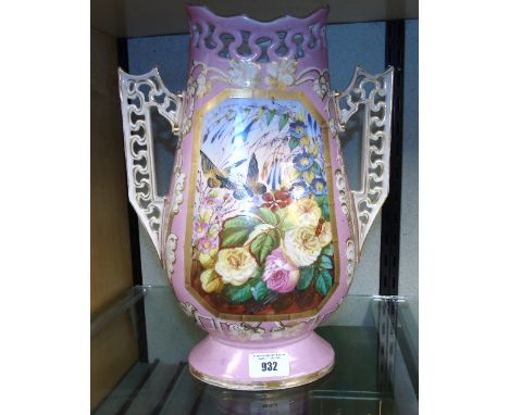 A Fine Porcelain Vase, having a painted panel. Circa 1850. 