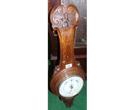 An Oak Aneroid Barometer/Thermometer