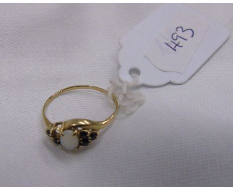 A 9ct Gold Opal and Sapphire Dress Ring (one stone missing).