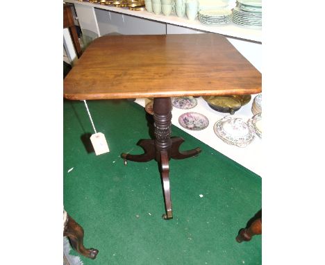 A Wonderful William !V Mahogany Small Square Side Table on a turned and carved acanthus pillar and splayed tripod base, circa