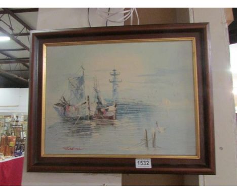An oil on canvas seascape