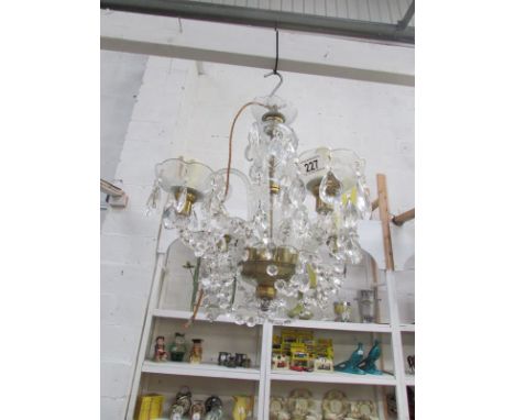 A 5 light glass chandelier