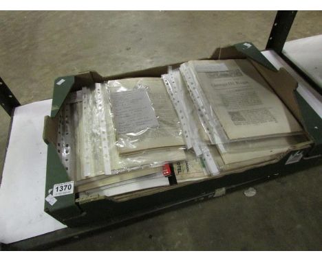A quantity of Lincolnshire ephemera including 18th - 20th century parliamentary papers (railways, enclosure, lighting etc) an