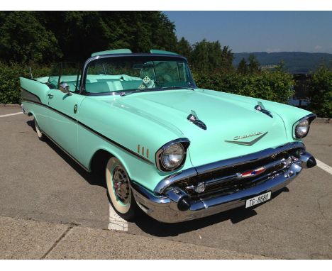 This Chevrolet Bel Air V8 Convertible, first registered on January 1, 1957, is a classic car with a rich history. It features