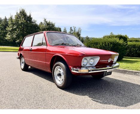 The 1976 Volkswagen Typ 102 Brasilia, painted in a striking dark red, is a rare find in Europe and a testament to Volkswagen'