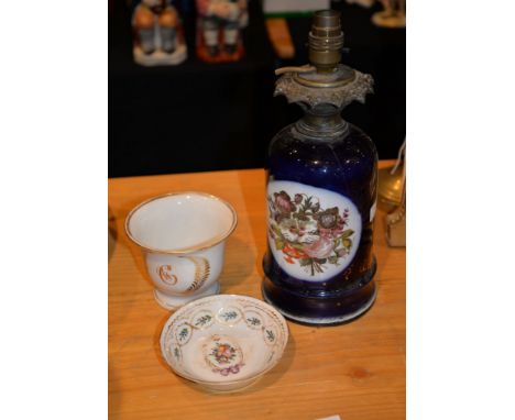 Three items of Continental porcelain including a lamp base, a breakfast cup and a saucerThis lot is to be sold without reserv
