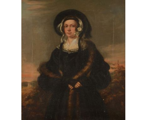 Continental School (19th century) Portrait of a woman in a black bonnet Oil on canvas 30.5 x 25cm (12 x 9 3/4in.) Provenance: