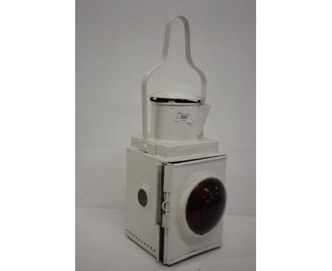 LARGE PAINTED RAILWAY LAMP, 50CM HIGH 
