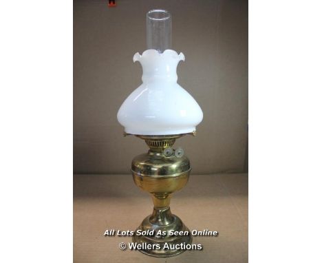 *BRASS VICTORIAN PARAFFIN KEROSENE DUPLEX HURRICANE OIL GAS LIGHT LAMP [LQD188]