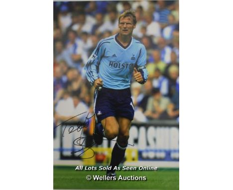 TEDDY SHERINGHAM TOTTENHAM 10 X 8 , TOTTENHAM HOTSPUR, AFTAL AND UACC CERTIFIED 10 X 8 PHOTO / SIGNED  