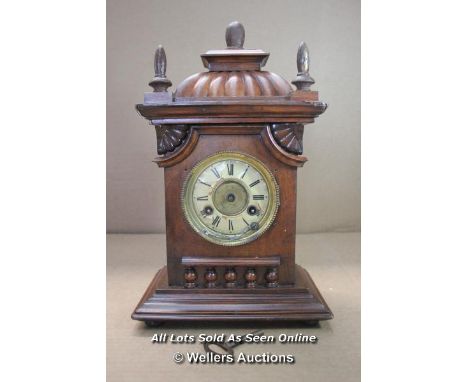 *JUNGHAMS MANTEL CLOCK PENDULUM VINTAGE GERMAN ANTIQUE CIRCA 1900 GERMANY  / 42CM TALL / IN NEED OF RESTORATION  [LQD188]