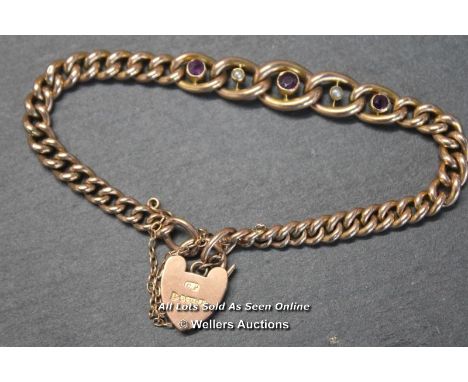 *CHESTER HALL MARKED EDWARDIAN 9CT GOLD AMETHYST SEED PEARL  [LQD188]