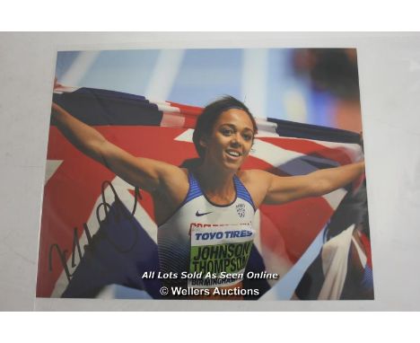 K JOHNSON -THOMPSON, OLYMPIC  / ATHLETICS, 10 X 8 PHOTO  - AFTAL AND UACC CERTIFIED / SIGNED  