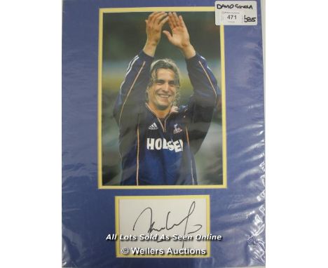 DAVID GINOLA , TOTTENHAM HOTSPUR, AFTAL AND UACC CERTIFIED MOUNTED SIGNED, 12 X 16 / SIGNED  