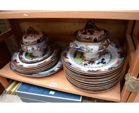 A boxed set of six Royal Worcester coffee cans and saucers; together with a 19th century Ironstone china part dinner service.