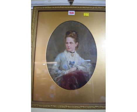 English School, late 19th century, half-length portrait of Florence Cradock Watson (nee Armitage), unsigned, oil on canvas, 3