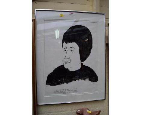 *... Daghani, head and shoulders portrait, monochrome watercolour, 53 x 39cm.   
