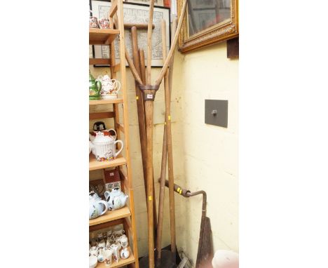 Farming Implements: a hay fork; a dyke spade; a hay knife; and three others. 