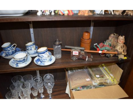 A mixed lot, to include: a 19th century silver mounted cut glass condiment bottle; a small quantity of late 18th century Engl