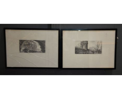 After Giambattista Piranesi (1720 - 1778) A pair of Italian architectural prints Plate: 13.5 x 27.5cm (5 1/4 x 10 3/4in.) (2)