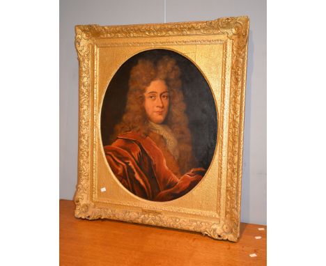 Circle of Jonathan Richardson Portrait of an old gentleman Oil on canvas, oval  72 x 55cm (28 1/4 x 21 6/8in.)  Provenance:  