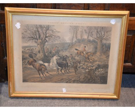 After Henry Alken, Engraved by J. Harris Plate 1 of 'Fore's Hunting Scenes': The First Introduction to Hounds Colour aquatint