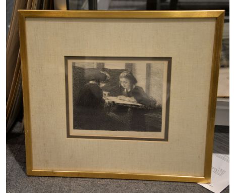 Henri Fantin-Latour (1836-1904) Les Brodeuses, circa 1898 Lithograph Signed in pencil Image: 17 x 20cm (6 3/4 x 7 7/8in.) 