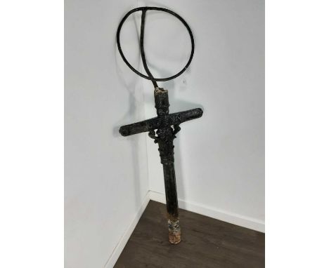 GLASGOW INTEREST, GOVAN CAST IRON UPPER-LAMP POST, LATE 19TH / EARLY 20TH CENTURY with upper halo for shade, inscribed GOVAN,