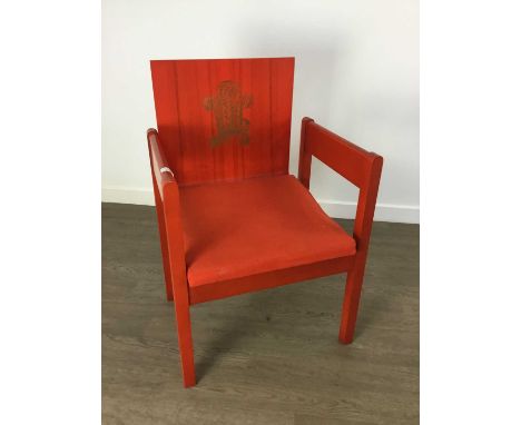 H.R.H. PRINCE (NOW KING) CHARLES, PRINCE OF WALES INVESTITURE CHAIR, DESIGNED BY LORD SNOWDON, CIRCA 1969  for his investitur