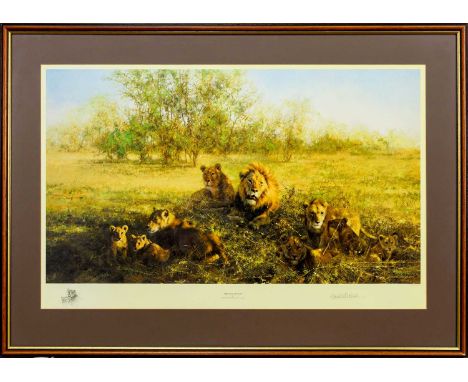 DAVID SHEPHERD, FIRST LIGHT AT SAVUTI  colour print, 594/1500, signed in pencil, mounted, framed and under glass image size 4