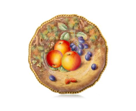 ROYAL WORCESTER CABINET PLATE, painted with apples, grapes and strawberries, signed indistinctly26.5cm wideCondition generall