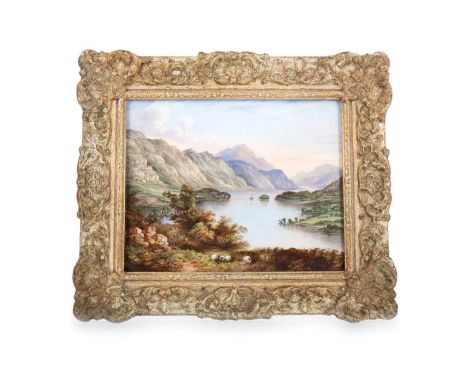 RICHARD ABBOTT (BRITISH, ACTIVE 19TH CENTURY), LOCH LOMOND BEN LOMOND, CIRCA MID-19TH CENTURY hand painted porcelain panel, t