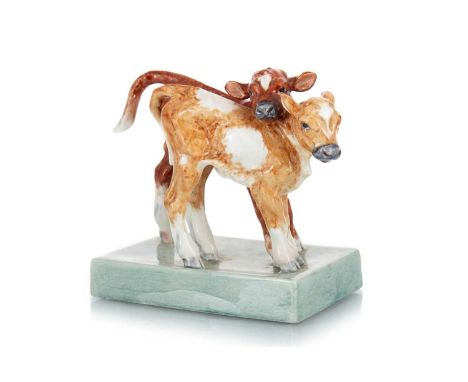 DORIS LINDER (1896-1970) FOR ROYAL WORCESTER, ANIMAL GROUP circa 1938, number 3146, modelled as two calves, on a square base,