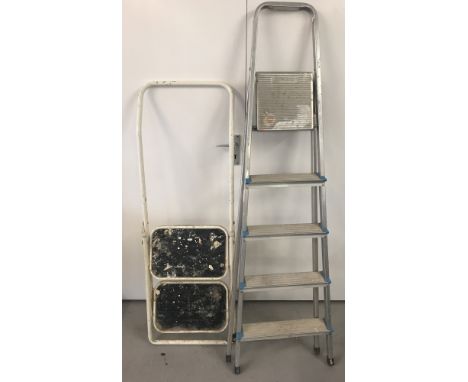 A Beldray aluminium folding step ladder, together with one other.