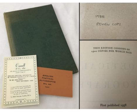 A rare review copy of English Poetical Autographs by Desmond Flower &amp; A.N.L. Munby.Only 1,500 copies published worldwide.