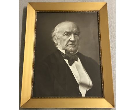 Black &amp; white portrait photo of an elderly gentleman. Late 19th / Early 20th century.Contemporary gold coloured frame mea