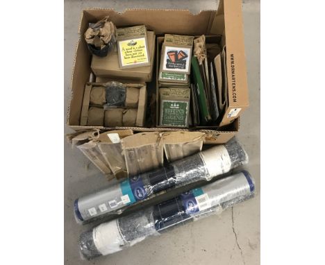 A box of assorted new and unused items.To include: candles, tea light holders, garden herb markers, gardening themed coasters