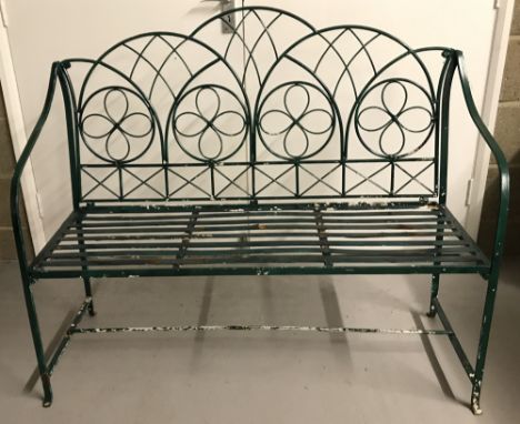 Ornate metal garden bench.122cms in length.
