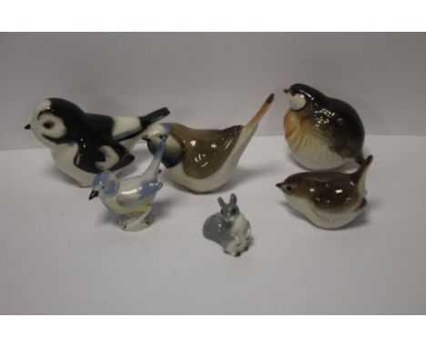 A COLLECTION OF CERAMIC BIRD ORNAMENTS MOST WITH STAMPS TO BASE MADE IN THE  USSR