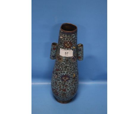 AN ANTIQUE CHINESE CLOISSANE ENAMEL VASE, H 26 cm, W 89.77gVarious areas of damage as seen in the images