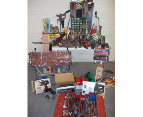 A SELECTION OF TOOLS TO INCLUDE BOXED POWER TOOLS
