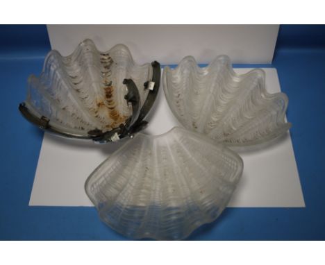 ART DECO THREE PIECE SHELL CEILING LIGHT