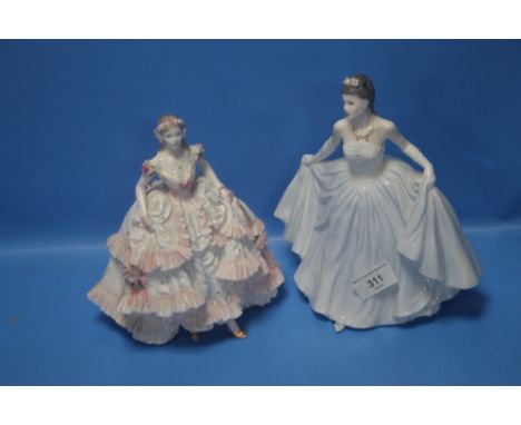 A ROYAL WORCESTER FIGURINE 'ROYAL DEBUT' TOGETHER WITH A COALPORT FIGURINE 'BETH'Condition Report:Royal Debut - has some mino