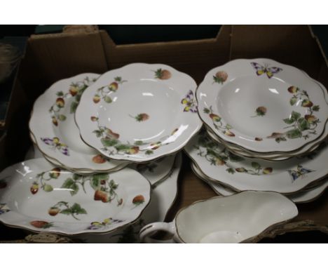 A TRAY OF COALPORT 'STRAWBERRY' TEA & DINNERWARE (TRAY NOT INCLUDED)All pieces carry light marks from use.  Generally in good