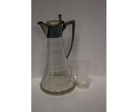 A HALLMARKED SILVER JUG TOGETHER WITH AN ANTIQUE GLASS, jug marked 1907There is some light scratching to the underside and sc