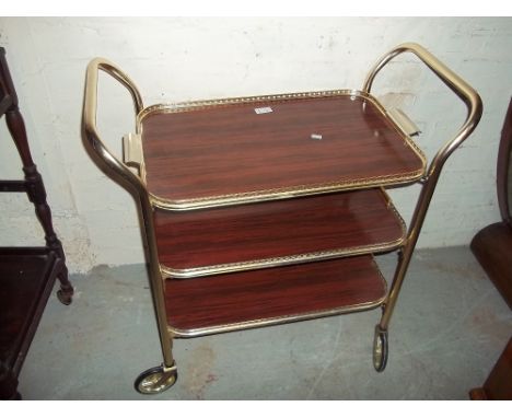 A VINTAGE THREE TIER TEA / CAKE SERVING TROLLEY